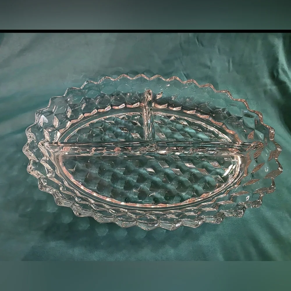 Vintage Sectioned Relish Dish. UV reactive.